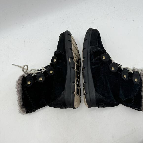 Sorel Explorer Joan Faux Fur Suede Lined Winter Boots Sz 7 Black NL3039 - Picture 7 of 10